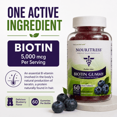 Perfect Hair Biotin Gummy 5000mcg - 60 count - NouriTress Hair Products