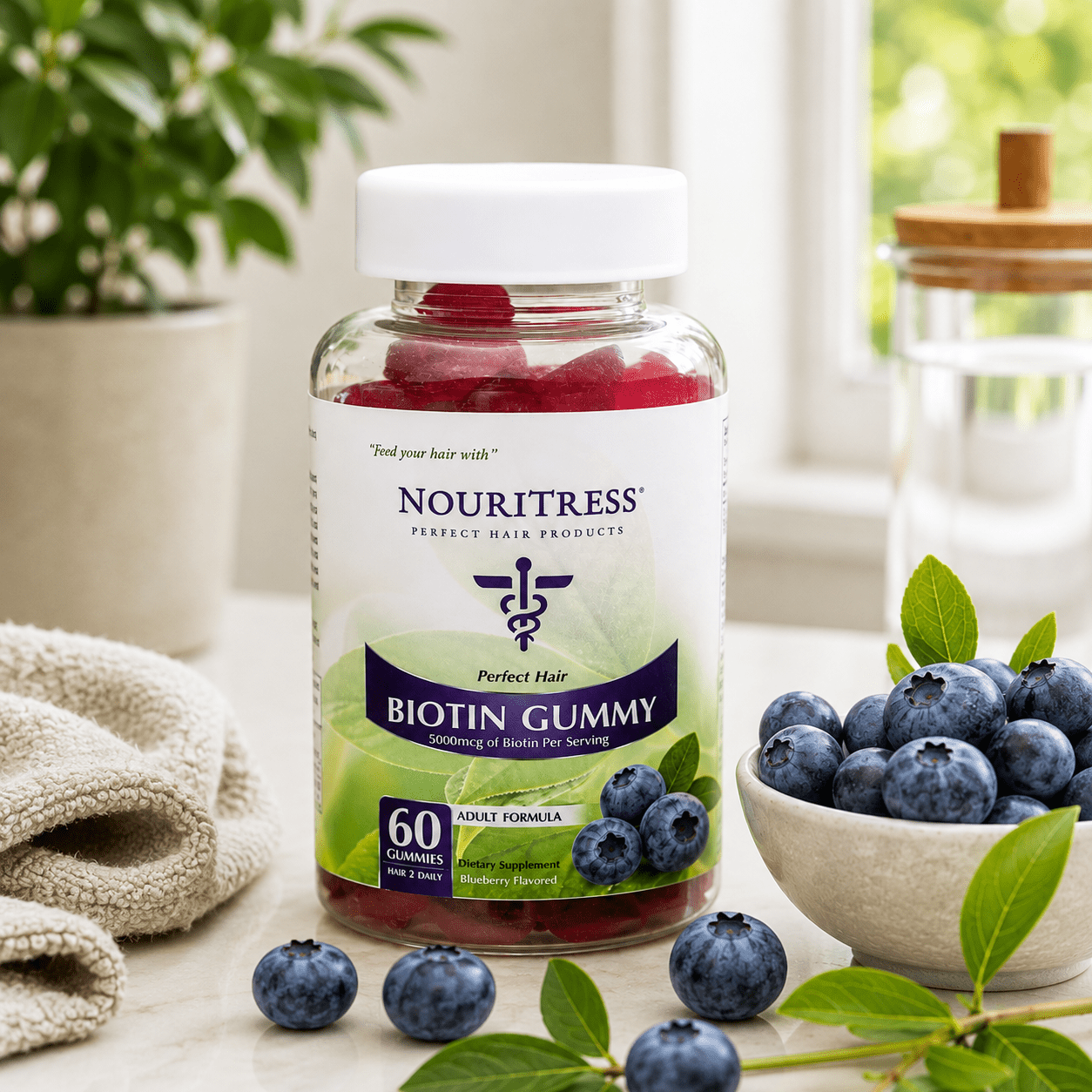 Perfect Hair Biotin Gummy 5000mcg - 60 count - NouriTress Hair Products