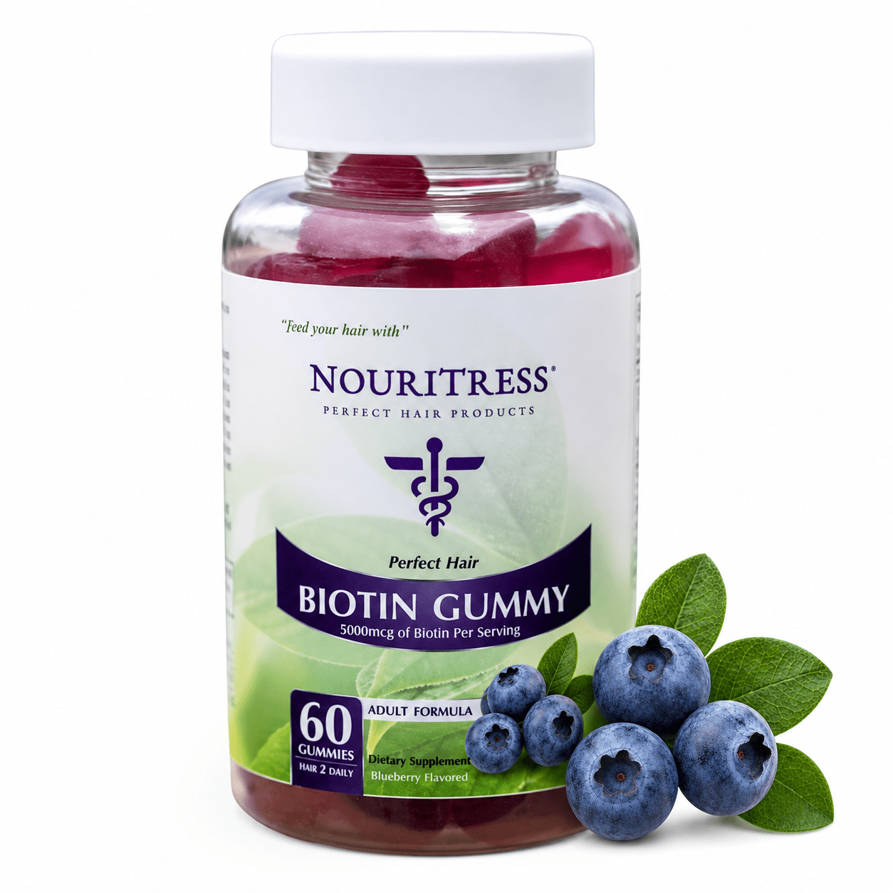 Perfect Hair Biotin Gummy 5000mcg - 60 count - NouriTress Hair Products