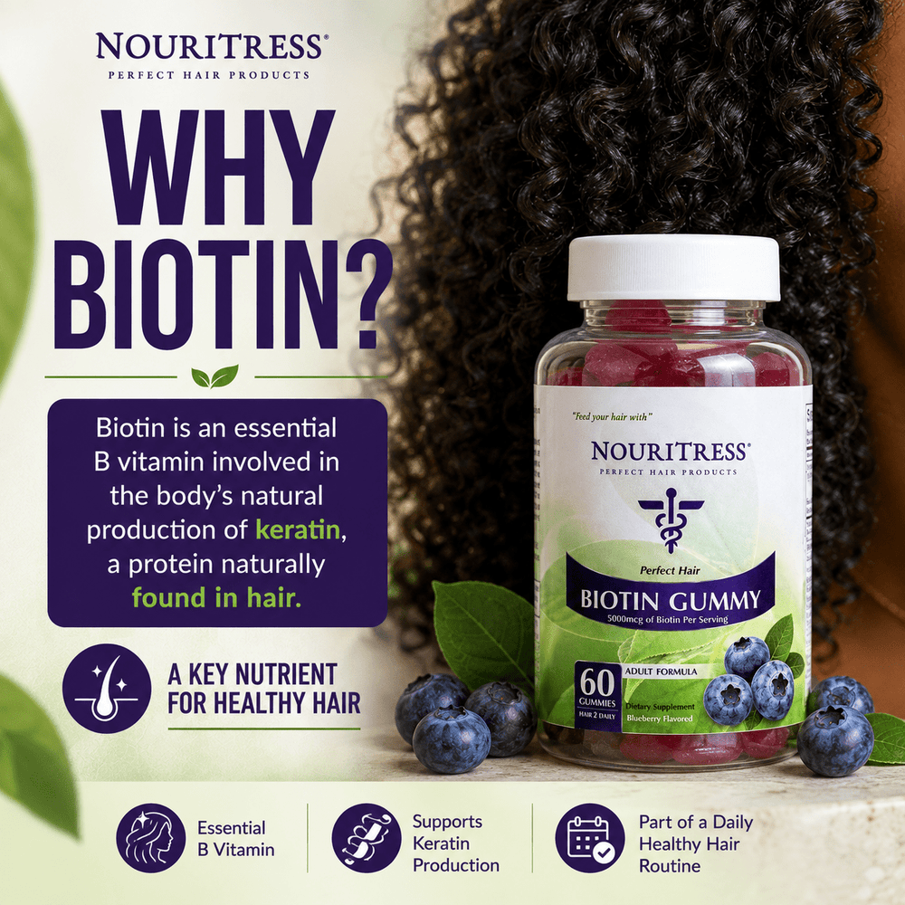 Perfect Hair Biotin Gummy 5000mcg - 60 count - NouriTress Hair Products